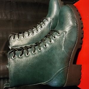 Womens Emerald Green Combat Boots Size 7